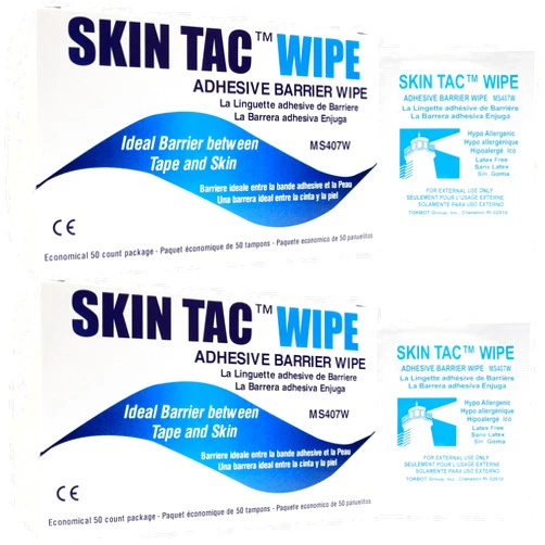 Skin-Tac Skin Tac Adhesive Barrier Wipes - 50 ct Per Box - Pack of 2 Boxes