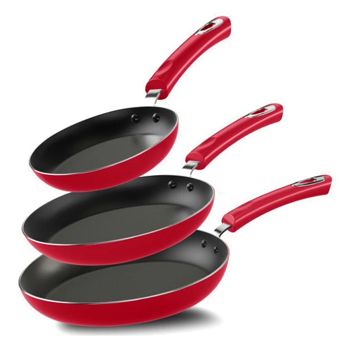 Utopia Kitchen Nonstick Cookware 3 Piece Set, Non-Stick Frying Pans with Induction Bottom, 8, 9.5 & 11 Inches Frying Pans with Bakelite Handles, PFOA Free, Red & Black
