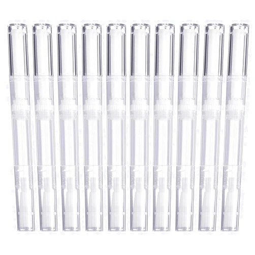 Rvetol 10 Pack 3 ML Transparent Twist Pens, Empty Cuticle Nail Oil Pen with Brush Tip, Cosmetic Lip Gloss Containers Applicators Eyelash Growth Liquid Tube