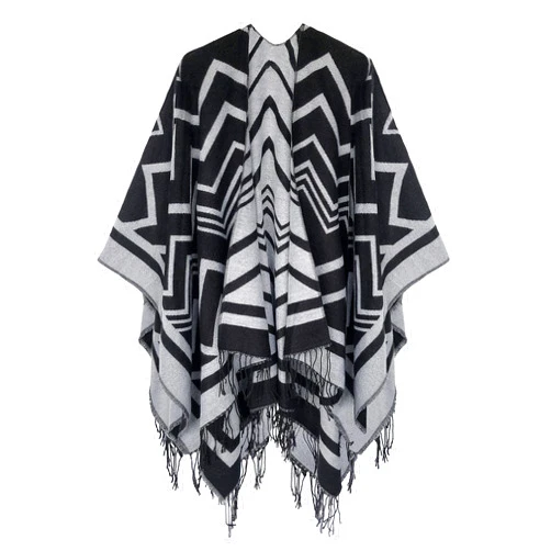 Urban CoCo Women's Winter Vintage Poncho Capes Tassel Blanket Shawl Wrap Cardigan Coat