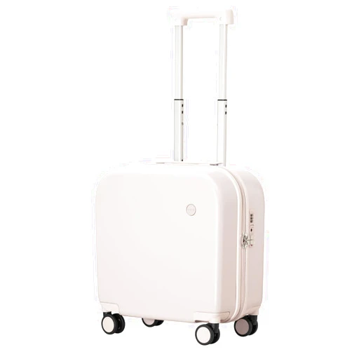 mixi Carry on Luggage, Suitcase with Spinner Wheels 16in Luggage Hardshell Lightweight Rolling Suitcases PC with Cover & TSA Lock, Off White（Slight Pink）
