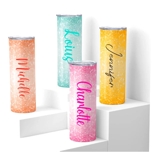 Forever Personalized Personalized Tumbler with lid and straw | 20oz Stainless Steel Custom Tumblers | Personalized Gifts | Double Wall Insulated Cup for Hot, Cold Drinks | Tumbler Ombre Glitter effect with Name | 20oz Cup