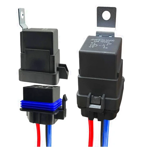 Cotonlake 4Pin 12V 40/30 Amp Waterproof Relay Switch Harness Set - 12V DC 4-Pin SPDT Automotive Relays 14 AWG Hot Wires(2Pcs)