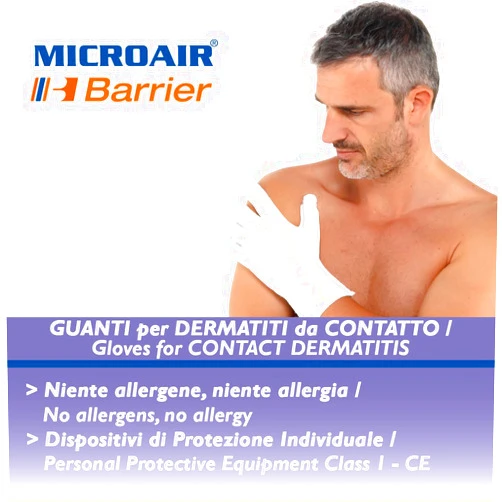 Microair Barrier Gloves (barrier function). Color White. 1 pair Size M (middle finger length 2.7 in - 7 cm)