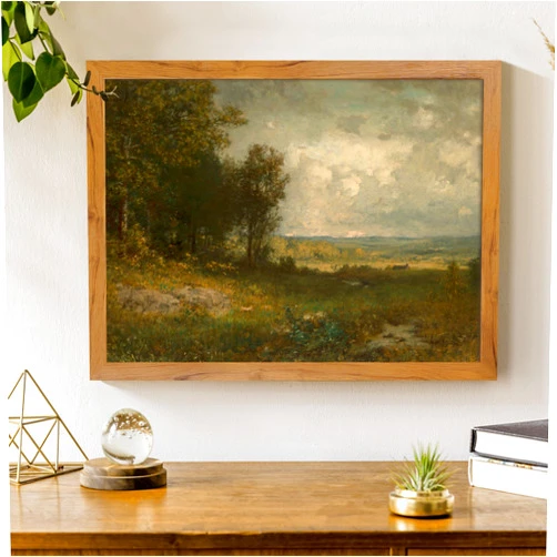 Gardenia Art Moody Wall Art Vintage Grassland Wall Painting Retro Highland Landscape Picture Nature Wilderness Wall Décor for Bathroom Bedroom Living Room 8