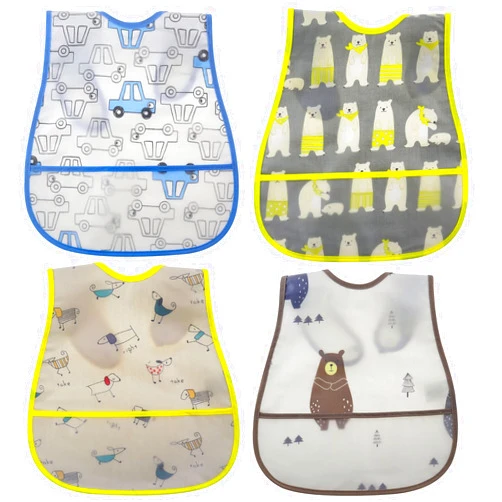 Babyhood toddler bib Baby Waterproof Bib with Crumb Catcher Pocket Comfortable Soft Adjustable Snaps Feeding Bibs For Infants and Toddlers Blue Flower