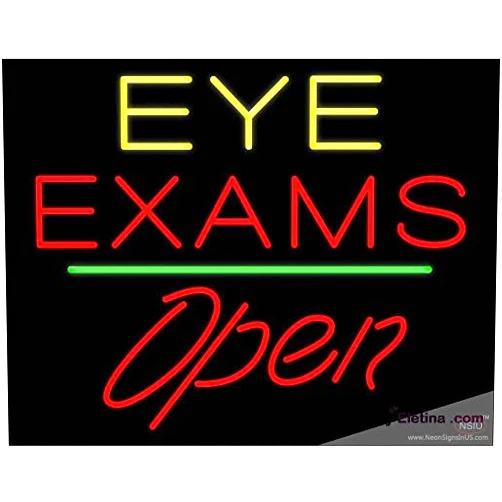 Desung Neon Signs for Wall Decor Eye Exams Open Green Line Led Handmade Art Sign Neon Led Tubing 14