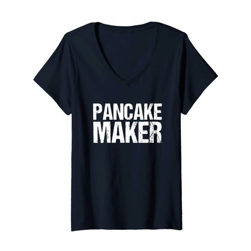 Funny Breakfast Comfort Food Lover Pastry Dessert Womens Delicious Pancake Maker Breakfast Foods Pancake Maker V-Neck T-Shirt
