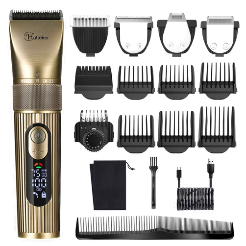 Hatteker Men's Beard Trimmer Professional Cordless Hair Clipper Hair Trimmer Barber Clipper Shaver Detail Trimmer for Men Waterproof 4 in 1