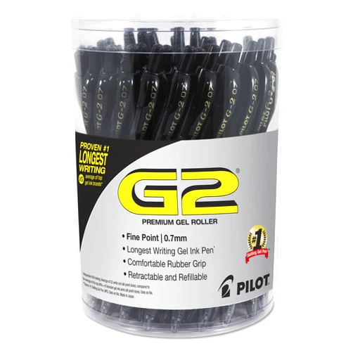 PILOT G2 Premium Gel Roller Pen, Retractable and Refillable, Fine Point 0.7 mm, Black Ink, 36 Count