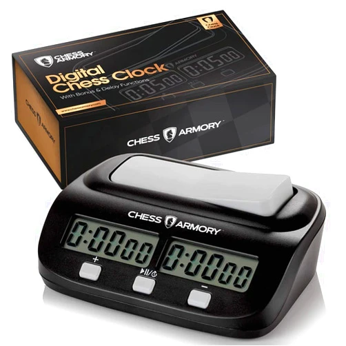 Chess Armory Digital Chess Clock - Portable Timer with Tournament and Bonus Time Features