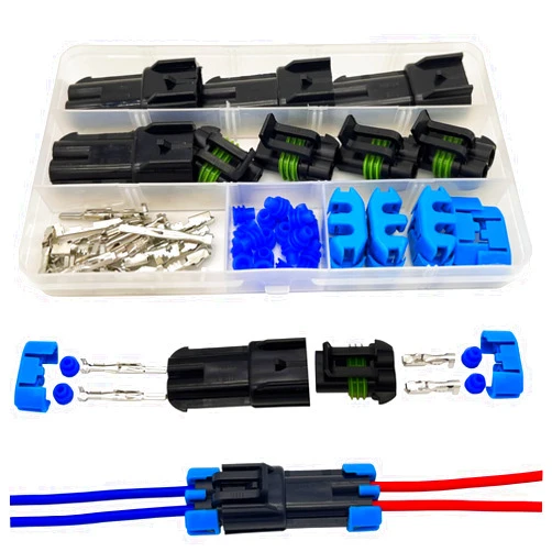 Twippo 14-12 AWG 2 Pin Connector Weather Pack Connectors Kit 2 Wire Waterproof Automotive Electrical Plug Connectors Quick Connect and Disconnect (4 Set)