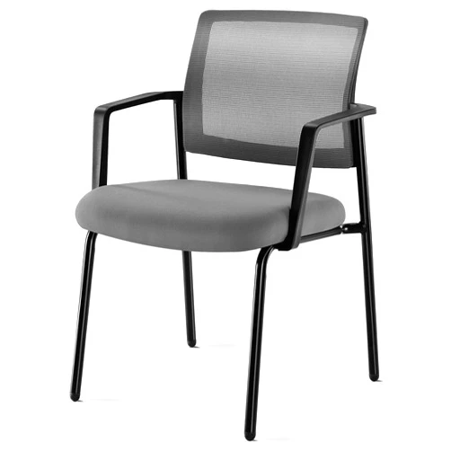 Pwigs Pretty&Popular Mesh Back Stacking Arm Chairs Upholstered Fabric Stacking Chairs Sturdy Metal Stacking Chairs,Gray 1 Pack
