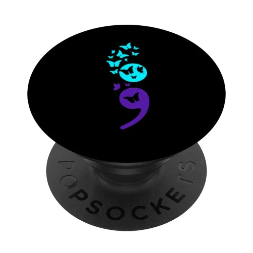 Suicide Prevention Month Gifts by CrushRetro Butterfly Semicolon Suicide Awareness Mental Health PopSockets PopGrip: Swappable Grip for Phones & Tablets