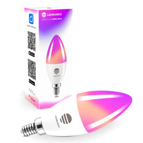LEDMUNDO E12 Smart Light Bulbs 60W Equivalent, 600LM 6W WiFi Candle Candelabra E12 LED Bulb Compatible with Alexa/Google Assistant, No Hub Required, 2.4GHz WiFi Only, ETL Listed, 88+CRI, 1PC
