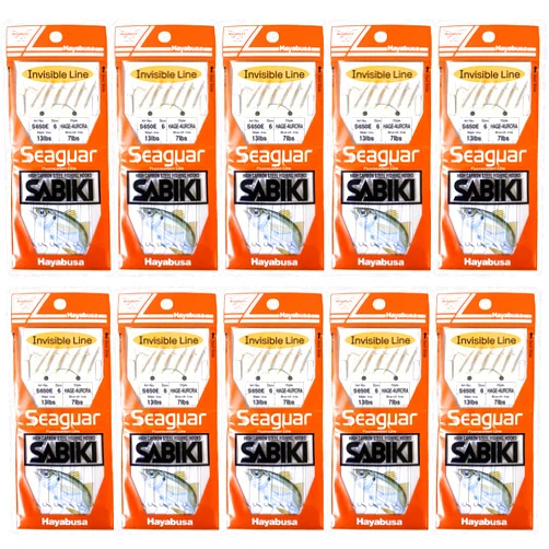 Blue Coast Customs Hayabusa S650E (Size #6) Seaguar Fluorocarbon Sabiki Rigs - 6 Hook Bait Rig, Great for Small to Medium Sized Baits