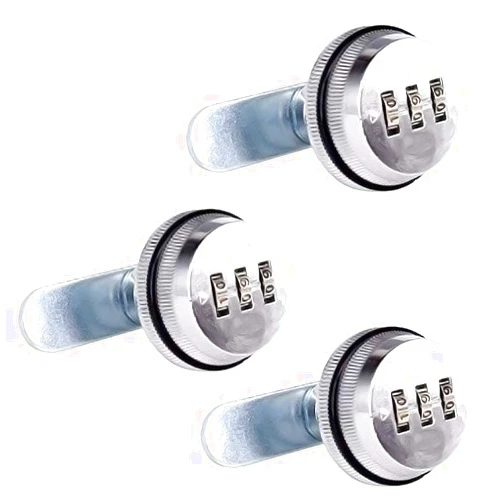Spotact 3 Pcs Combination Cam Lock Security Locks Bright Chrome Zinc Alloy Password Coded Lock for Box Cabinet (7/8