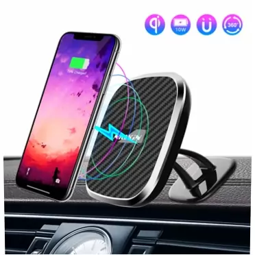 Nillkin Wireless Car Charger Mount - 2 in 1 Rotatable Magnetic Car Phone Holder 10W/7.5W/5W Qi Fast Wireless Charger for iPhone 12 pro max/12/11 pro/11/XS/X/8,Galaxy Note 20/10/9,S21/S20 +/S10/S9