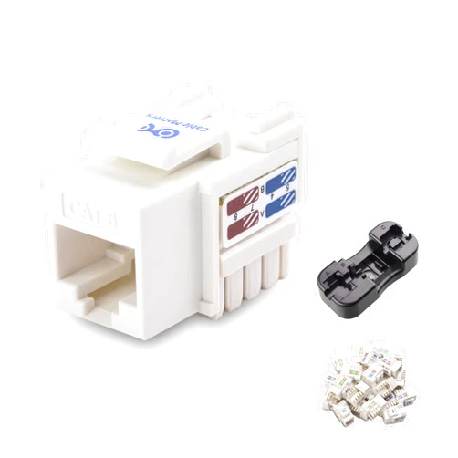 Cable Matters UL Listed 25-Pack RJ45 Keystone Jack, Cat6 Keystone Jacks in White and Keystone Punch-Down Stand