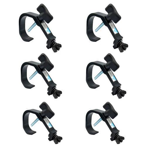 JINWOKEJI 6 Pack Stage Light Clamp Hooks, Aluminum DJ Truss Clamps, LED PAR DJ Spots Lights Moving Head Beam Spot C-Clamps, Fit for 30-51mm (1.18-2