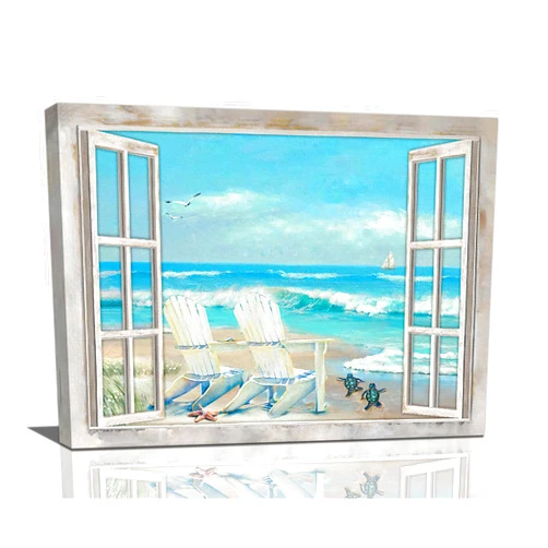 Tijuboni Ocean Bathroom Decor Wall Art Coastal Beach Pictures Wall Decor Sea Coastline Canvas Painting Prints Modern Artwork Home Decoration for Bathroom Bedroom Living Room 12