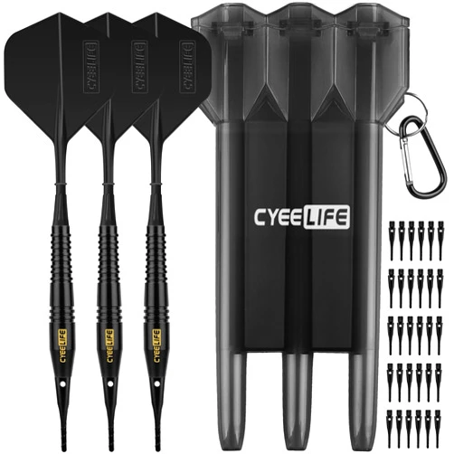 CyeeLife 18g Soft Tip Darts with Carry case,Molded Flights and Extra Points,Professional Plastic Darts Set,Multiple colors available