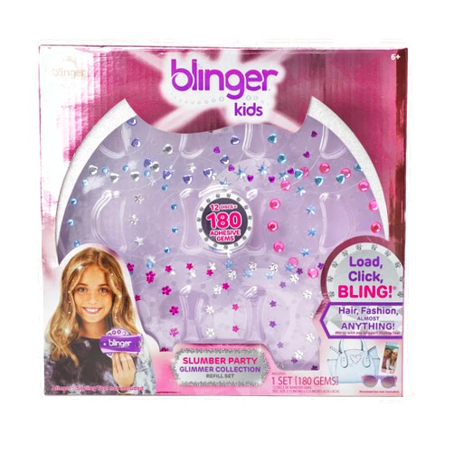 blinger Glimmer Collection Refill Pack | Slumber Party | 12 Discs – 180 Gems | Bling in Brush Out | Works Hair Styling Tool (Multicolored)
