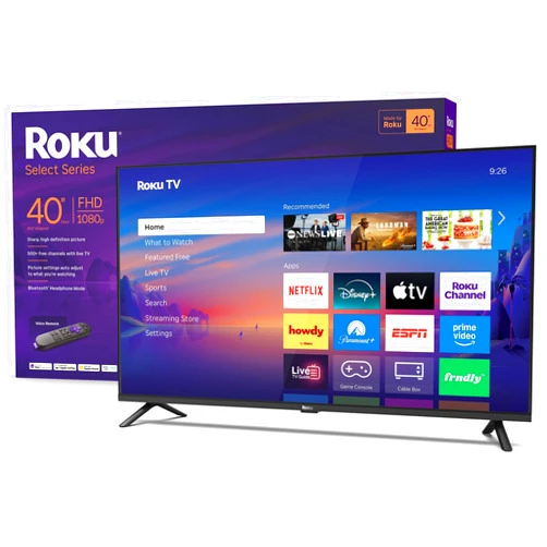 Roku Smart TV 2026 – 40-Inch Select Series, 1080p Full HD TV – Roku TV with Voice Remote – Flat Screen LED Television with Wi-Fi for Streaming Live Local News Sports & Movies, Bluetooth Headphone Mode
