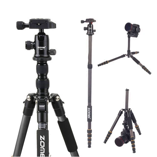 YESSBON ZOMEI Carbon Fiber Q666C Tripod Heavy Duty Lightweight Travel with 360 Degree Ball Head Compact for Canon Sony, Nikon, Samsung, Panasonic, Olympus, Kodak, Fuji, Cameras and DSLR