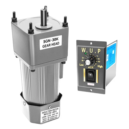 Goudergo 120W Variable-Speed Gear Motor with Speed Controller, 45RPM Electric Single-Phase Motor Reversible Motor with Forward/Reverse Rotation, 110V Controller Governor Geared Motor for Conveyor Belt, Mixer