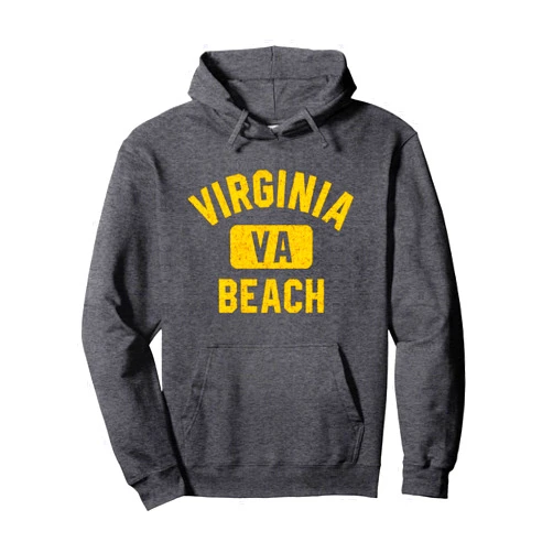 133 Apparel Virginia Beach VA Virginia Beach Gym Style Distressed Amber Print Pullover Hoodie