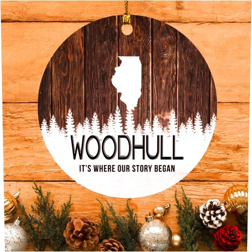 Gifts ideas Woodhull Ornament Woodhull IL Ornaments Illinois - It's Where Our Story Began - Vintage Christmas Ornament Gift Round 3