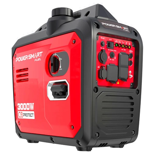 PowerSmart 3000W Portable Inverter Generator, Gas Powered with CO Alarm, Parallel Ready, 121.6cc 4-Stroke OHV Engine, Super Quiet for RV Camping and Home Emergency Backup