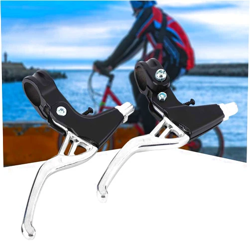 EIMSOAH 1 Pair Cycling Brake Lever, V Brake Handlebar Aluminium Alloy Bike Brake Handle Universal 2.2cm for Most Cicycling, Road Bike, Mountain Bike (Silver)
