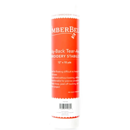Kimberbell Tear Away Sticky-Back Stabilizer - 12”x10 Yards Roll - Cut into Variable Sizes - Medium Weight - For Machine Embroidery, Hand Sewing, Quilting, Piecing Projects, Appliqués, Crafting & More!