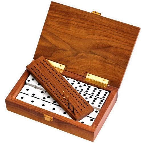 Alex Cramer Company Alex Cramer Double 6 Spinner Dominoes Set with Spinners. Deluxe Dominos Set in American Made Luxury Walnut Case
