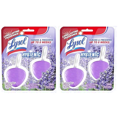 Lysol Automatic In-The-Bowl Toilet Cleaner, Cleans and Freshens Toilet Bowl, Lavender Fields Scent, 2ct (Pack of 2)
