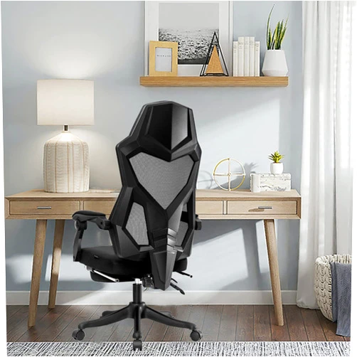 Bkcuolcy Ergonomic Office Chair Comfortable Gaming Chair Adjustable Height Lumbar Support with Footrest Swivel Task Desk Chair Breathable Mesh Computer Chair, Black