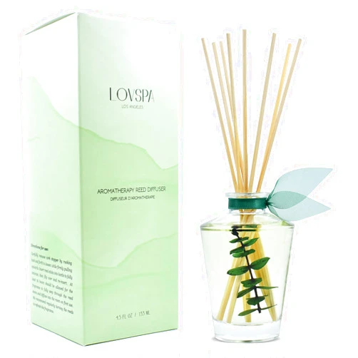 LOVSPA Cleanse Eucalyptus Sage Reed Diffuser Oil and Sticks Gift Set with Real Eucalyptus Leaves – Eucalyptus, Sage, Peppermint, Thyme, Bergamot and Lime Essential Oils