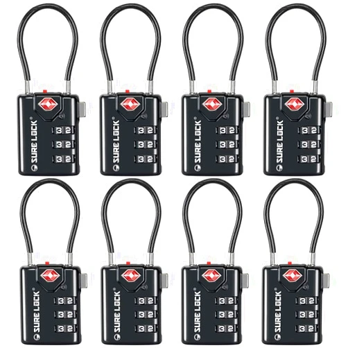 SURE LOCK TSA Compatible Travel Luggage Locks, Inspection Indicator, Easy Read Dials TSA Approved with Zinc Alloy