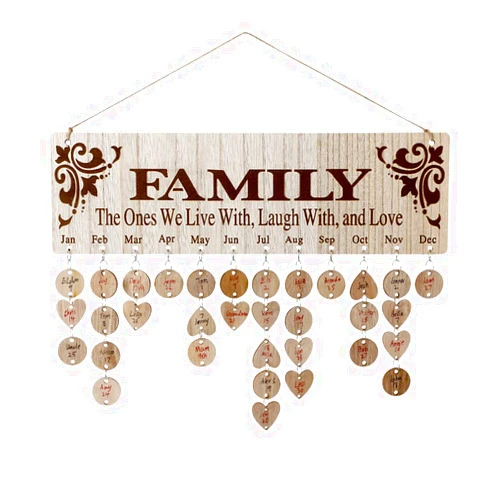 Joy-Leo Gifts for Mom Grandma Mother’s Day - Wooden Family Birthday Reminder Calendar Board with 100 Tags, Birthday Tracker Plaque Wall Hanging, Help Elderly Parents Remember Birthdays, Model JL01