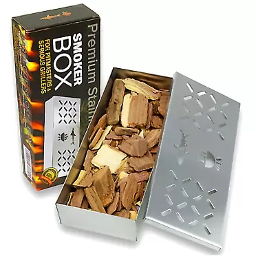 Shark BBQ Smoker Box for Gas Grills and Charcoal Kettles - Works with All Pellets and Wood Chips - Professional BBQ Smoke Flavor from Propane or Electric Grilling