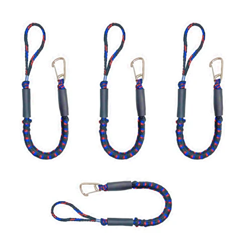 HSOKEW Bungee Dock Line, Length 4ft, 5ft After Stretching Boat Bungee Dock Line with 316 Stainless Clip, Max Load Capacity 1000KG(2200LBS) Accessories for P-W-C, Kay-ak, Wate-rcraft, Sea-Doo,J-et Sk-i