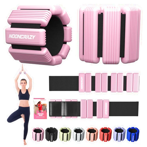 Nooncrazy Pilates Wrist Ankle Weights for Women, Wearable Strong Arm & Leg Weights Set of 2(1 lb/2.2 lbs Each), Adjustable Ankle Weights for Walking, Yoga, Dance, Barre, Gym