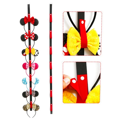 Nuolich 2Pcs Mouse Ears Headband Holder Hanging Wall Display Decor Bow Headpiece Hair Accessories Hanger Organizer