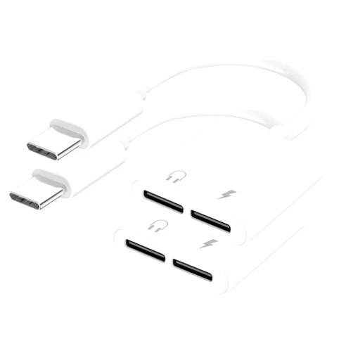 Belcompany [MFi Certified] 2Pack USB C to USB C Headphone and Charger Adapter for iPhone 15,Dual USB C AUX + Charger Dongle Splitter Adapter Compatible with iPhone 15/15Plus/15Pro/15Pro Max Support Call+Charging