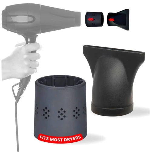 Snozzle Pro SnozzlePro Universal Hair Dryer Attachment Concentrator Nozzle Replacement and Silicone Nozzle Adapter - Fits Most Blow Dryer Nozzle Diameters from 1.5” to 2.25” (2-Piece Set)