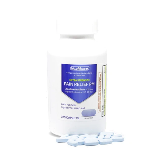 ValuMeds Store ValuMeds PM Pain Reliever and Nighttime Sleep Aid (375-Caplets) Acetaminophen 500mg | Fast-Acting Relief for Headaches, Minor Aches | Non-Habit Forming