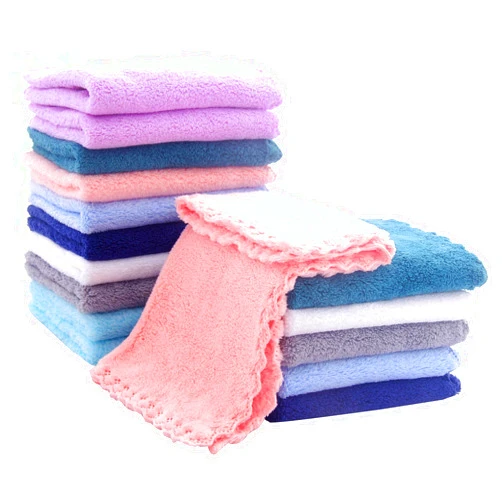 BAMBOO QUEEN 16 Pack Baby Washcloths - Luxury Multicolor Coral Fleece - Extra Absorbent and Soft Wash Clothes for Newborns, Infants and Toddlers - Suitable for Sensitive Skin and New Born - Baby Shower, 10x10 Inch