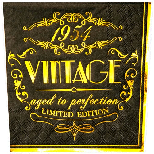 Crisky 70th Birthday Napkins for Men 70th Birthday Table Decorations Black Gold Vintage 1954 Beverage Dessert Cake Table Decorations Party Supplies 50 Count, 3-ply
